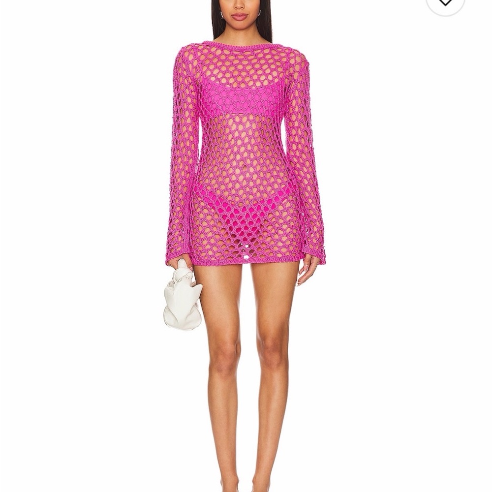 Superdown Chessa Crochet mini dress Cover-Up in pink